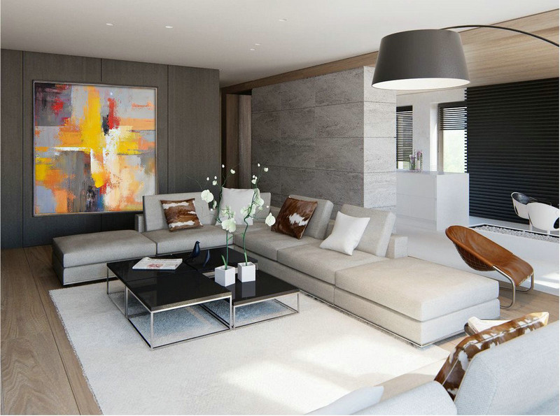 Huge Abstract Painting On Canvas,Oversized Palette Knife Painting Contemporary Art On Canvas,Large Colorful Wall Art,Yellow,Grey,Red,Taupe.etc